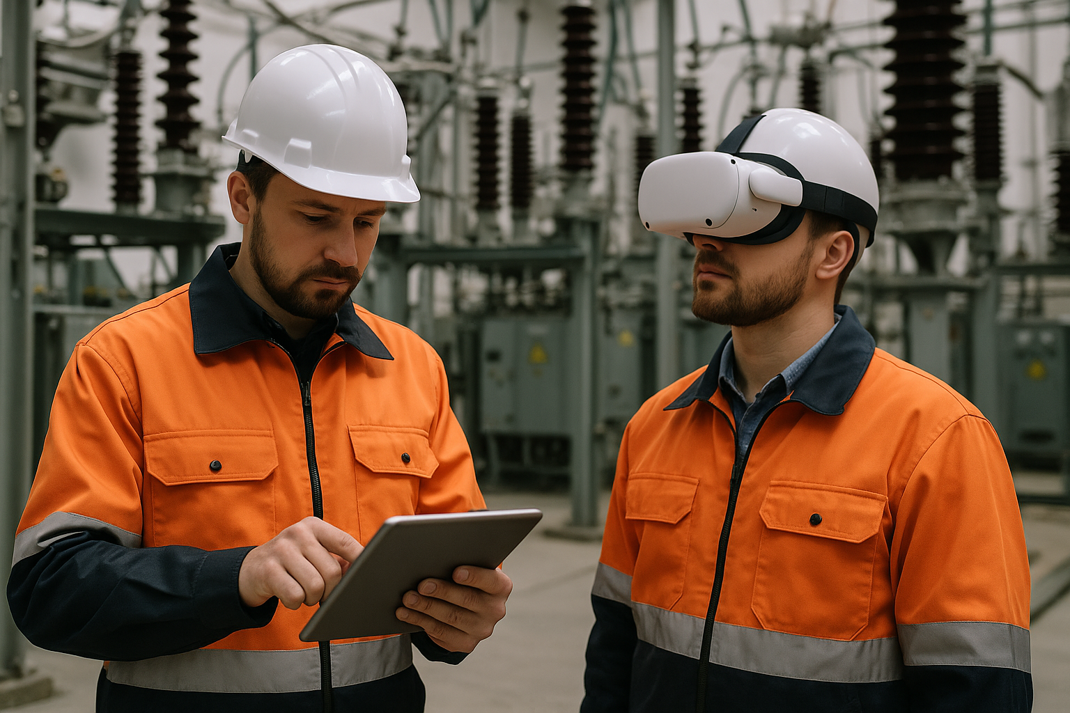 two people in substation